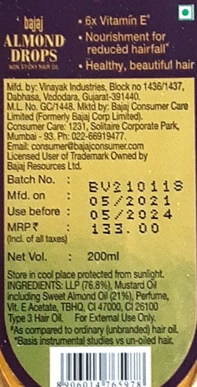 BAJAJ ALMOND DROPS 200ML