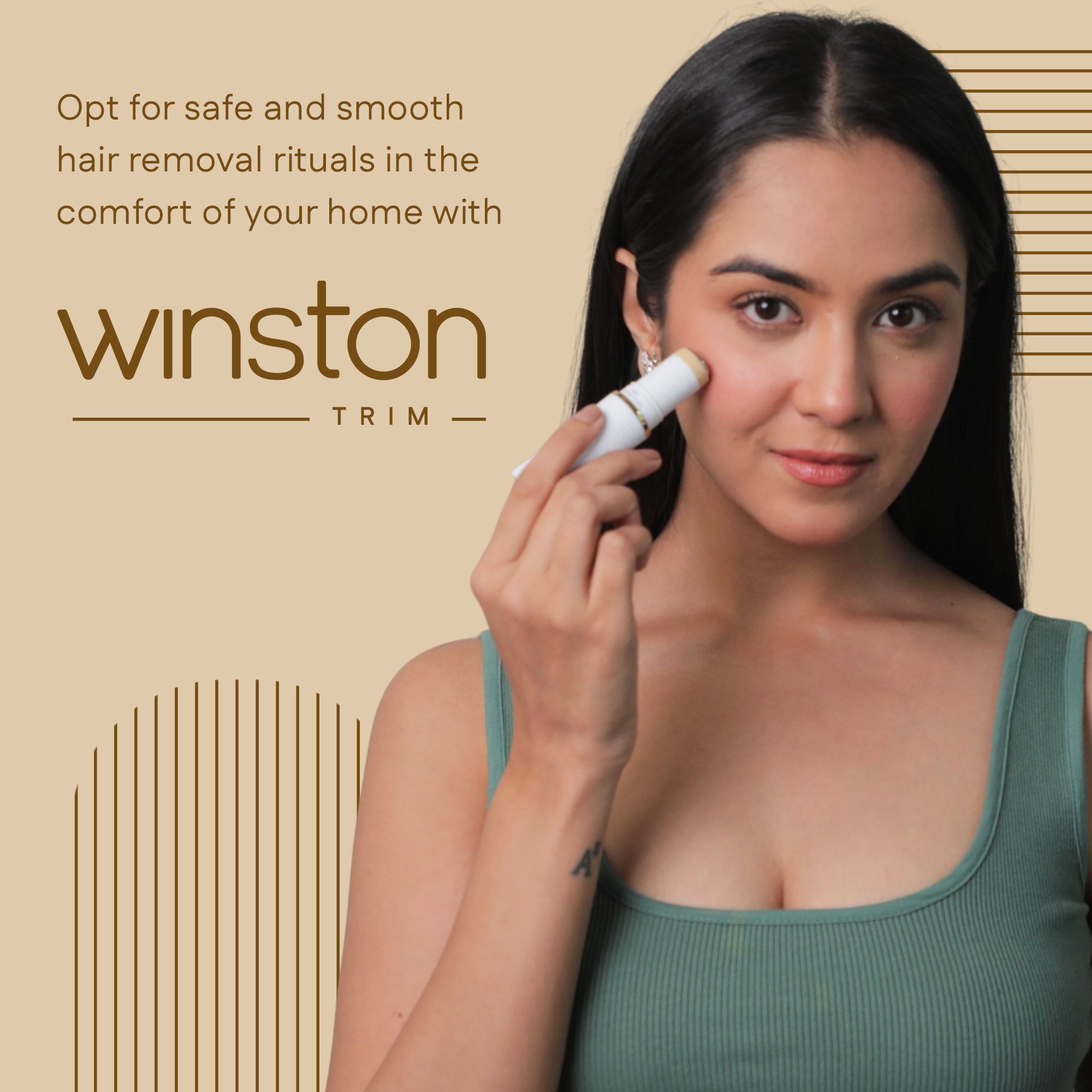 Winston Rechargeable 2 In 1 Face & Eyebrow Trimmer for Women (Green)
