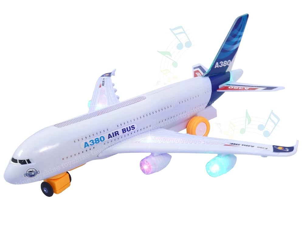 Toyshine Bump and Go Action Airplane Toy Vehicle with LED Flashing Lights and Sounds (2 - 4 years)