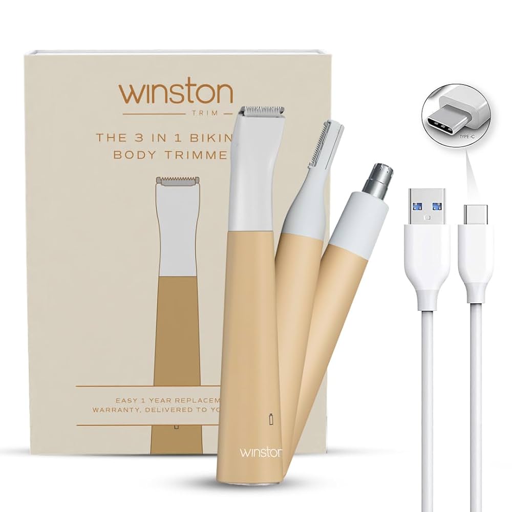Winston Rechargeable 3 in 1 Eyebrow, Body & Bikini Trimmer (Pink)