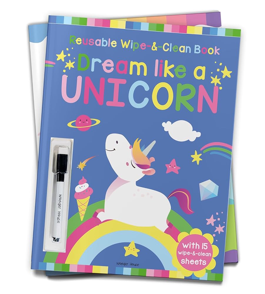 Dream Like A Unicorn - Reusable Wipe And Clean Activity Book