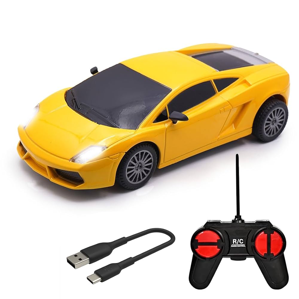 Wembley High Speed Mini 1:24 Scale Rechargeable Remote Control Car (Yellow, 3 - 4 years)