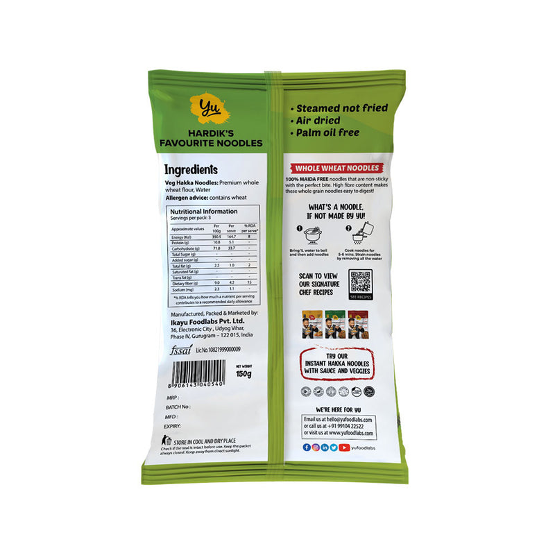 Yu 100% Whole Wheat Noodles - Pack of 2