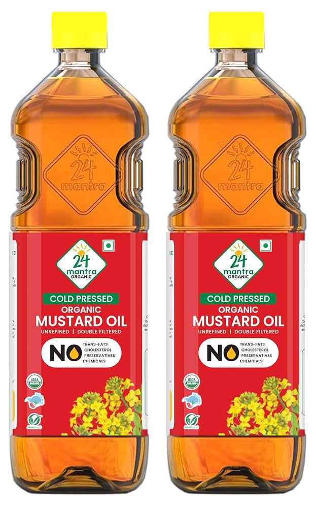 24 Mantra Organic Mustard Oil, Expeller Pressed - Pack of 2