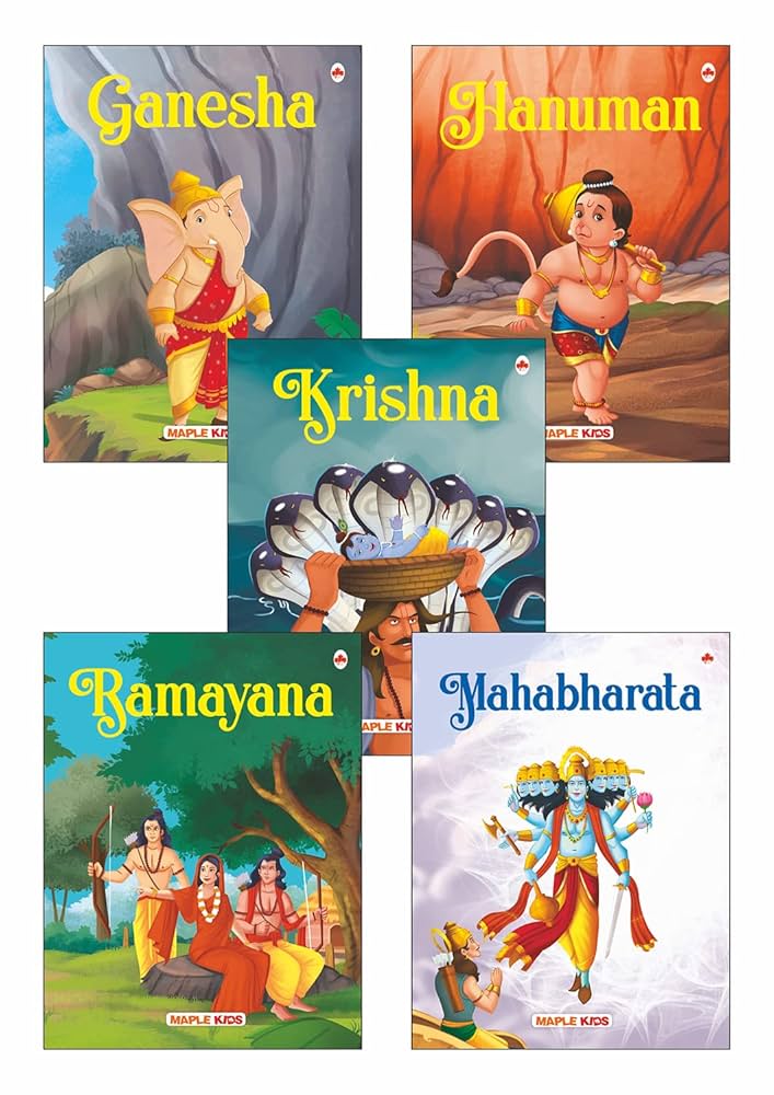 My First Mythology Tale (Illustrated) (Set Of 5 Books) - Mahabharata, Krishna, Hanuman, Ganesha, Ramayana - Story Book For Kids - English Short Stories With Colourful Pictures - Read Aloud To Infants, Toddlers