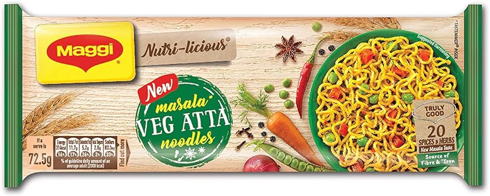 MAGGI MASALA VEG ATTA NOODLES 4PACK 290G