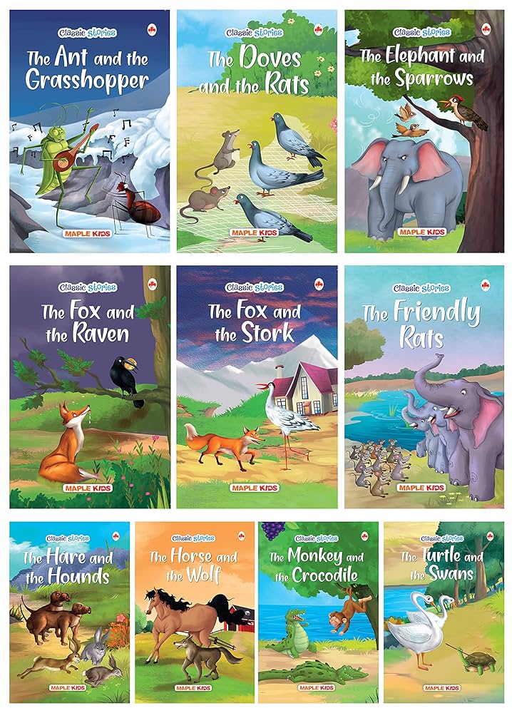 Moral Story Books For Kids (Set Of 10 Books) (Illustrated) - English Short Stories With Colourful Pictures - Bedtime Children Story Book - 3 Years To 6 Years Old Children - Read Aloud To Infants, Toddlers