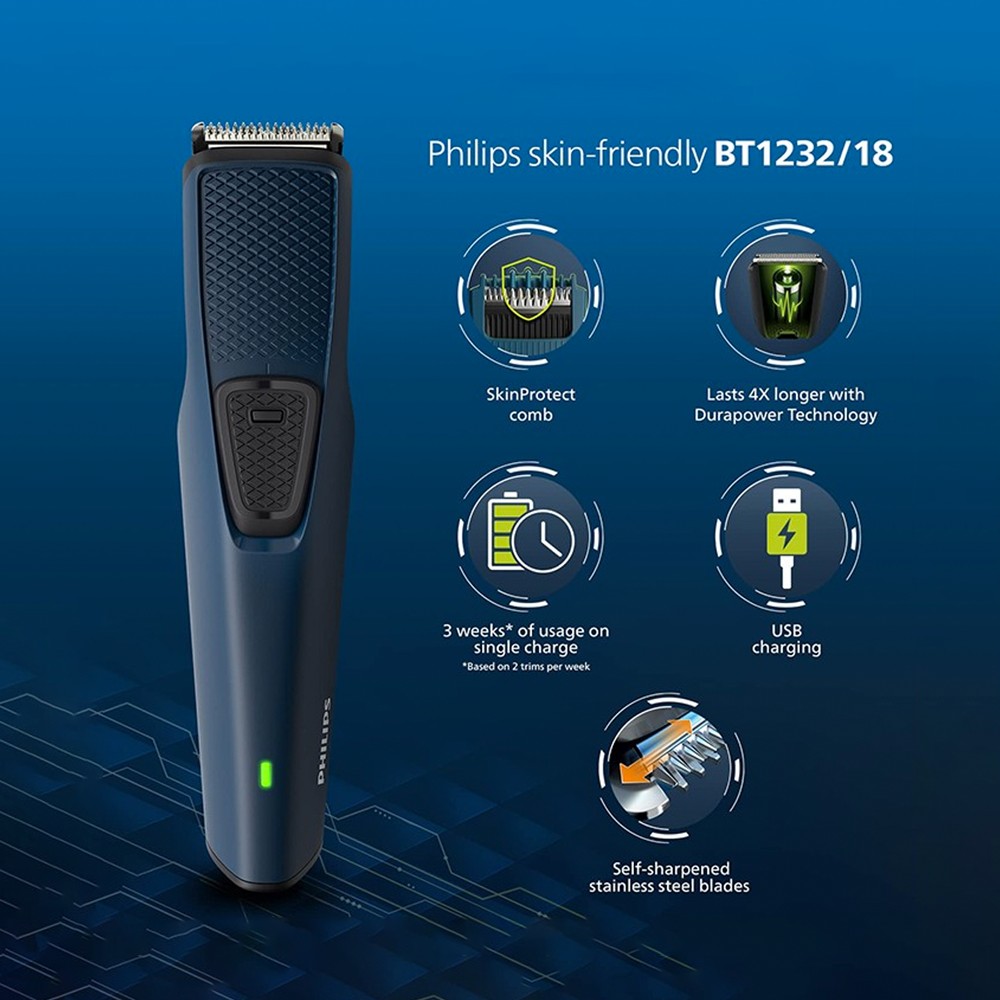 Philips Skin Protect Beard Trimmer (Blue, 4.5 W)