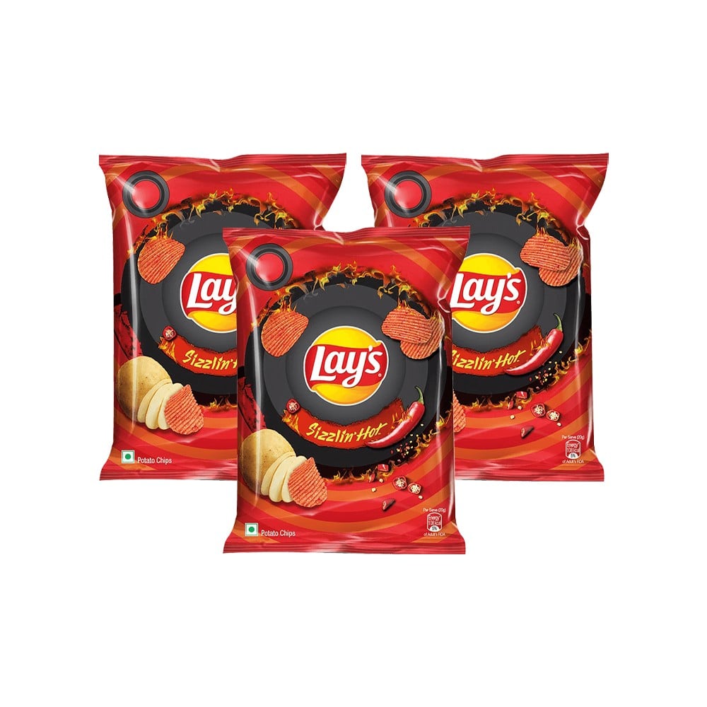 Lay's Sizzling Hot Potato Chips - Pack of 3