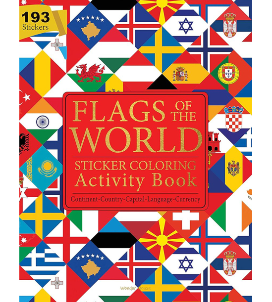 Flags Of The World - Sticker Coloring Activity Book For Children