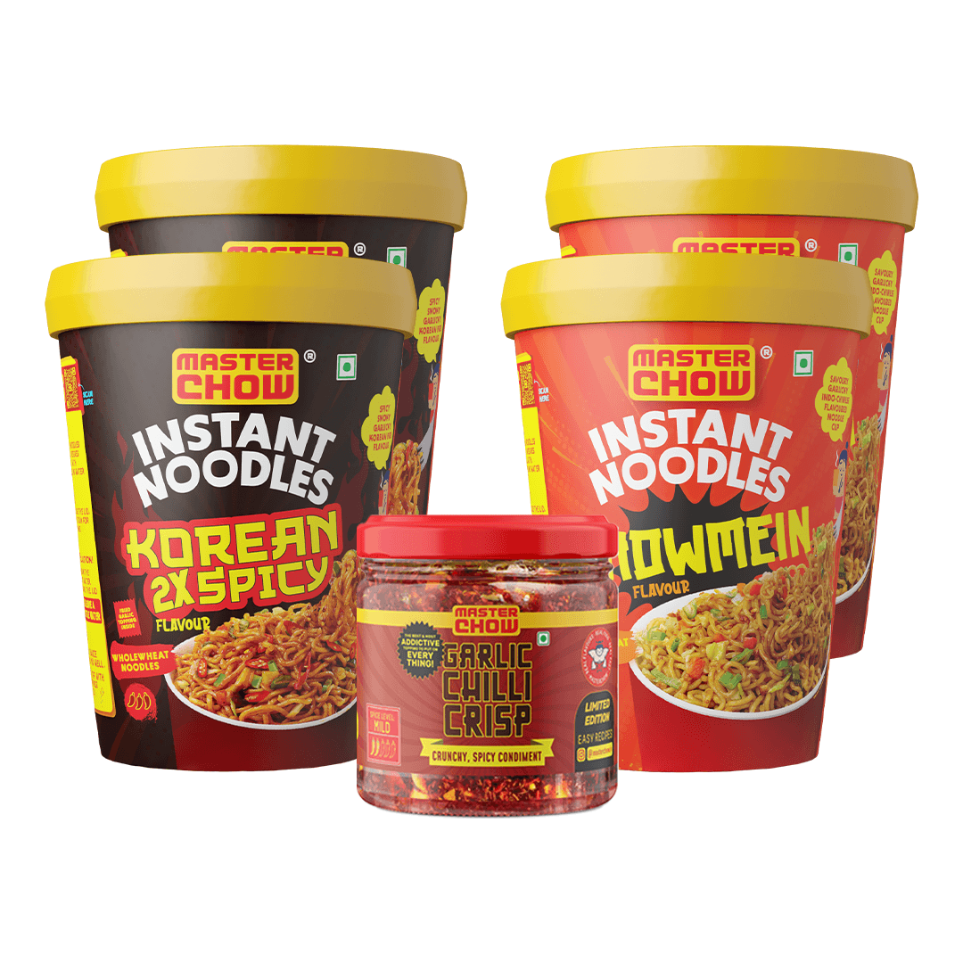 MasterChow Crunchy Garlic Chilli Crisps + Healthy Whole Wheat Noodles Combo