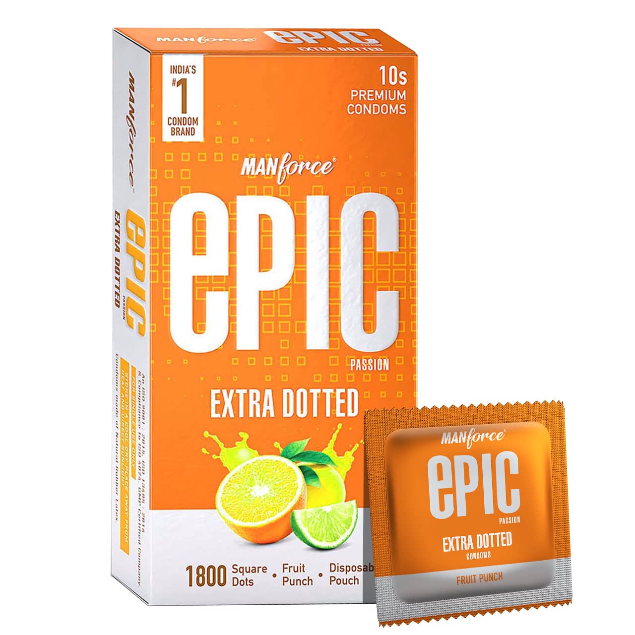 Manforce Epic Passion Extra Dotted Condom (Fruit Punch Flavour)
