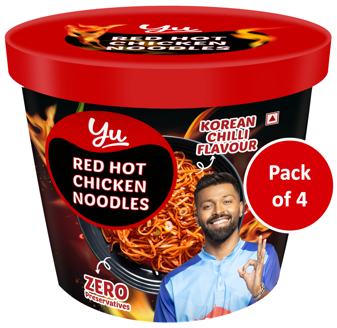 Yu Red Hot Korean Chicken Cup Noodles - Spicy Ramen - Pack of 2