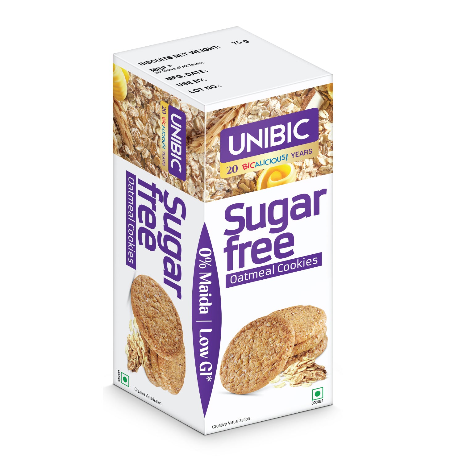 UNIBIC OATMEAL COOKIES SUGAR FREE 75G