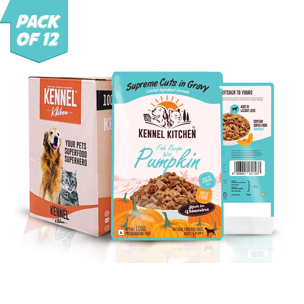 Kennel Kitchen Fish Recipe with Pumpkin Dog Food - Supreme Cuts in Gravy