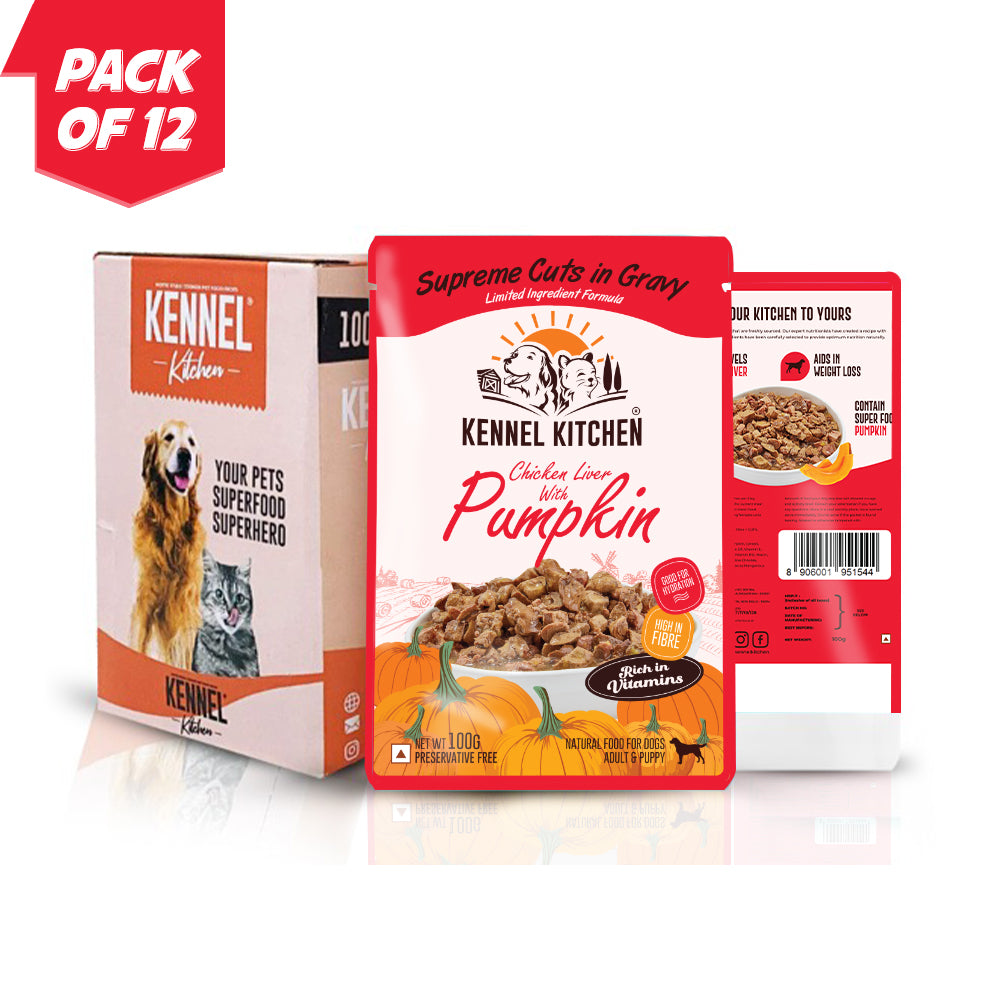 Kennel Kitchen Chicken Recipe with Pumpkin Dog Food - Supreme Cuts in Gravy