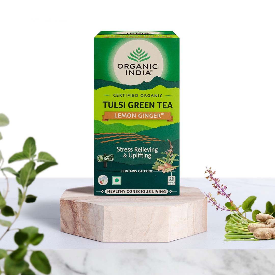 ORGANIC TULSI GREEN TEA LEMON GINGER 25B