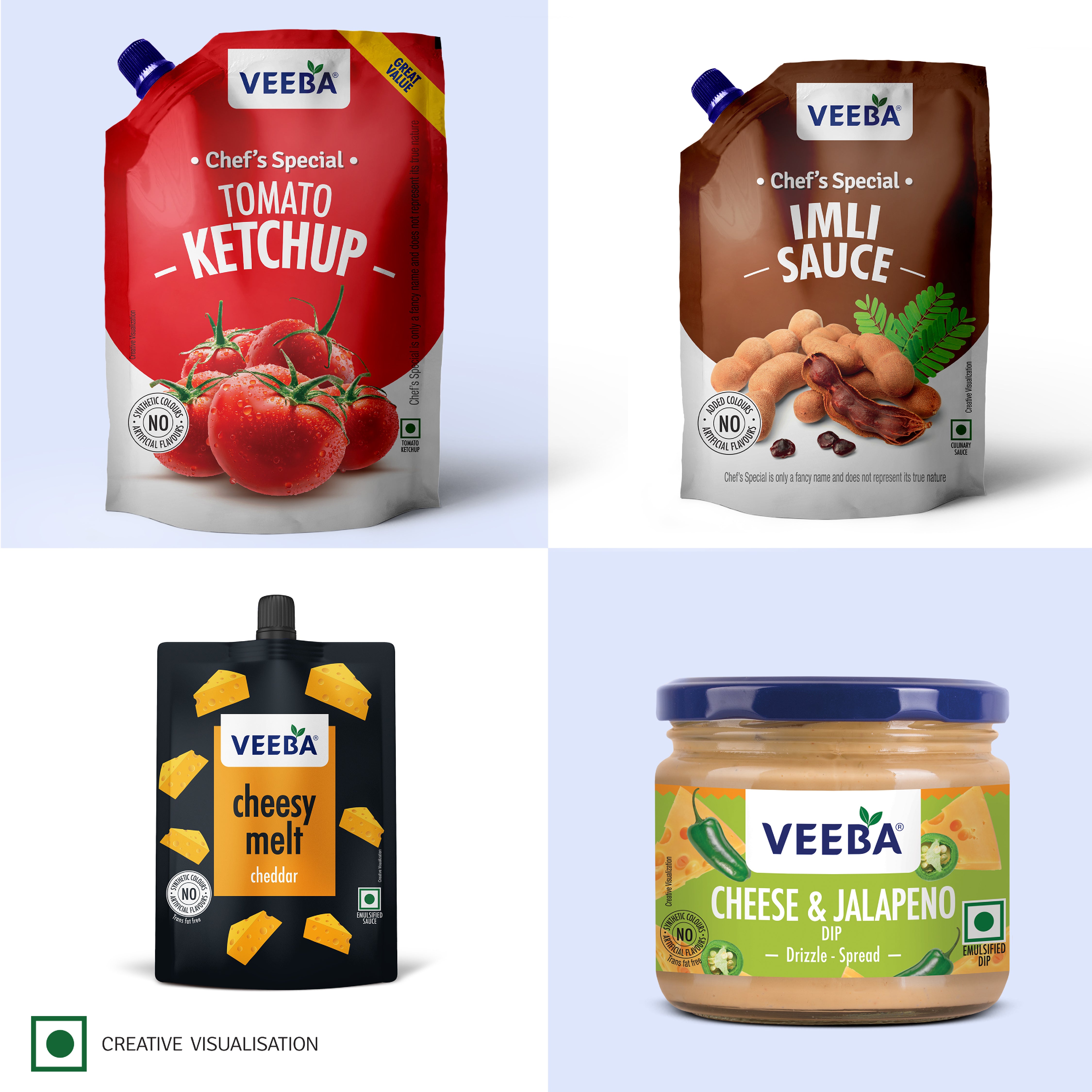 Veeba Chef's Special Tomato Ketchup + Veeba Cheesy Melt Cheddar Sauce Combo