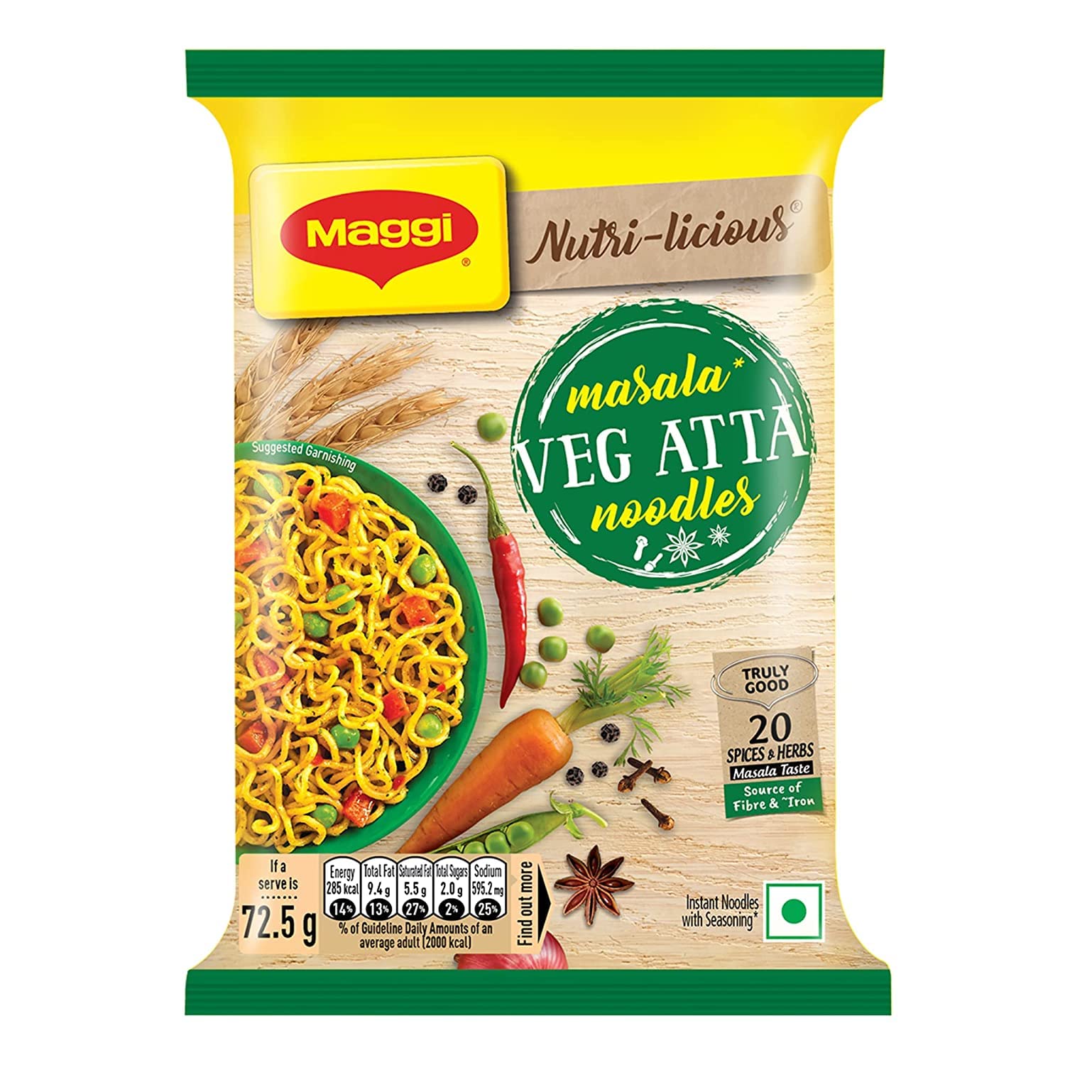 MAGGI MASALA VEG ATTA NOODLES 72.5G