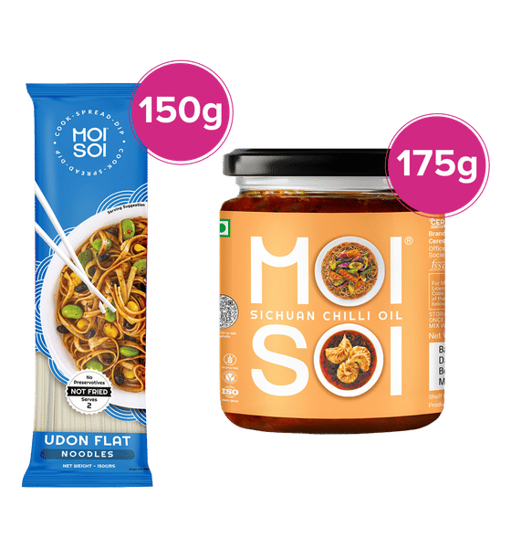 Moi Soi Sichuan Chilli Oil + Moi Soi Udon Flat Noodles Combo