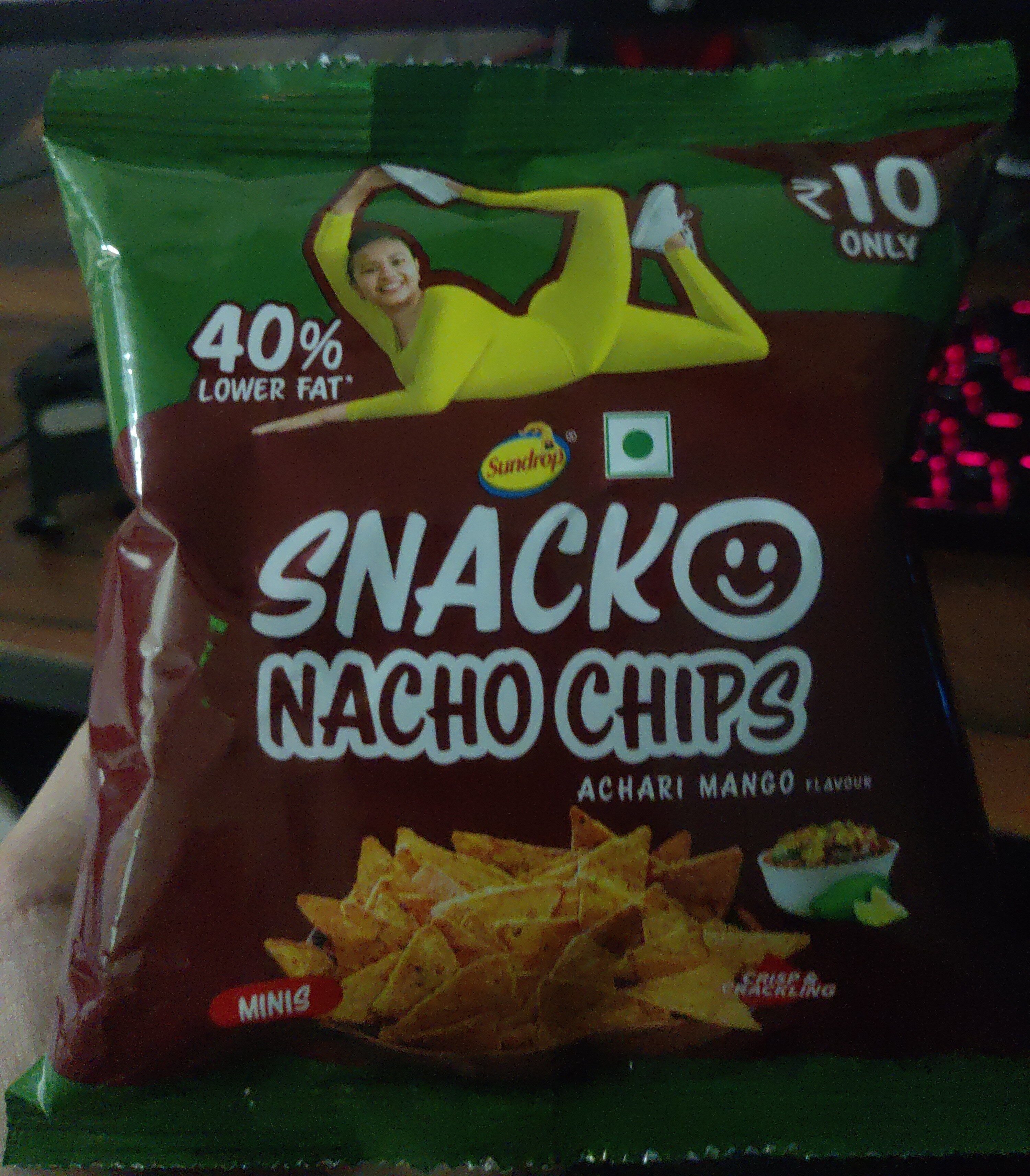 SUNDROP SNACKO NACHO CHIPS ACHARI MANGO 42G