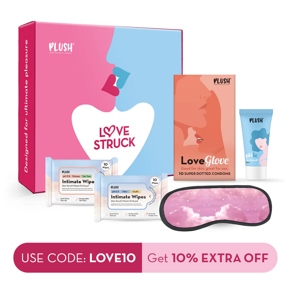 Plush Intimate Wipes for Women + Love Glove Super Dotted Condom Combo