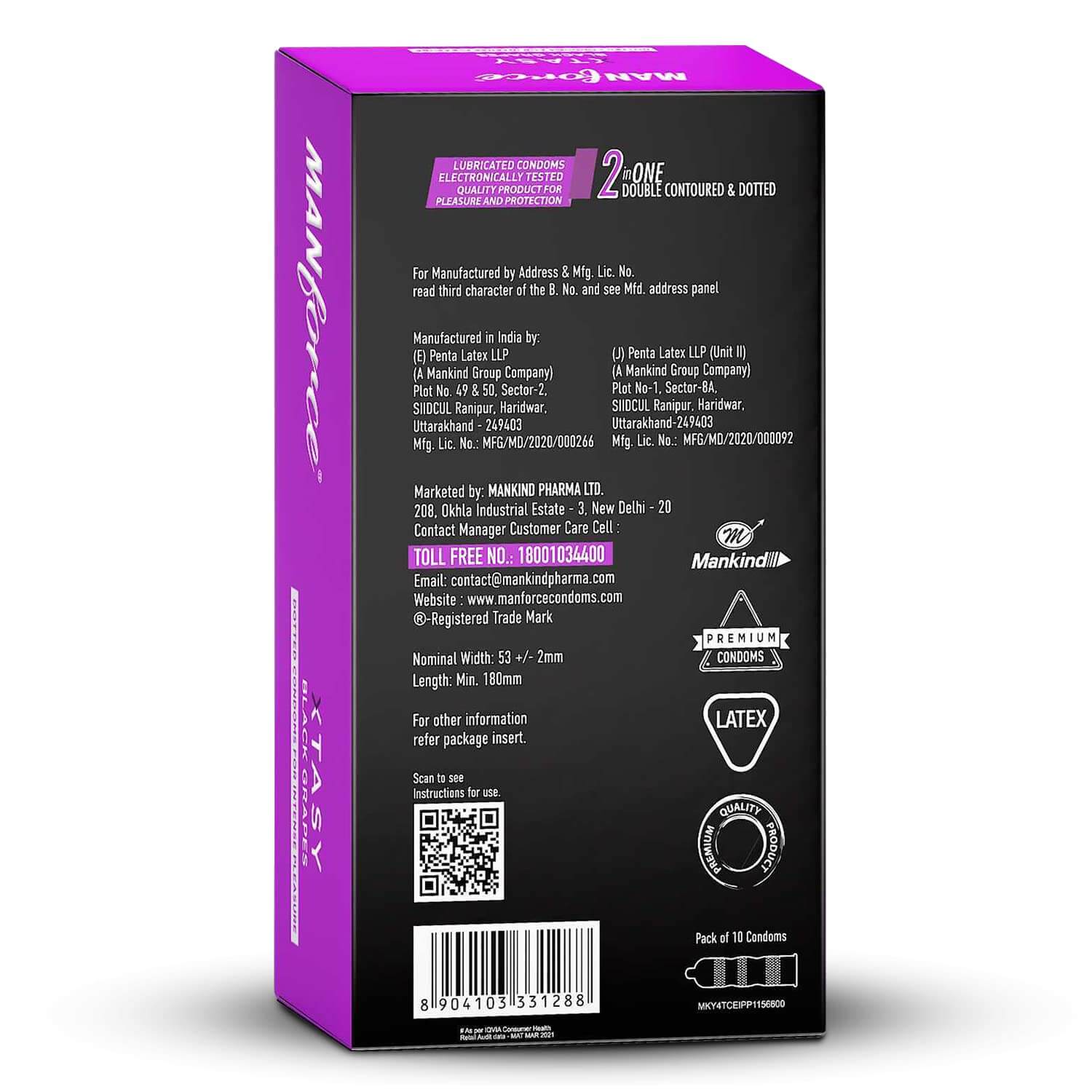 Manforce Extra Dotted Condom (Litchi Flavour) + Manforce XTASY Dotted Condom (Black Grapes Flavour) Combo