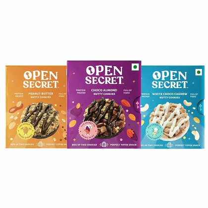 Open Secret Assorted Cookies Gift Pack - Choco Almonds, White Choco Cashews & Peanut Butter