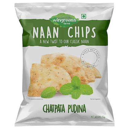 WINGREENS NAAN CHIPS CHATPATA PUDINA 30G